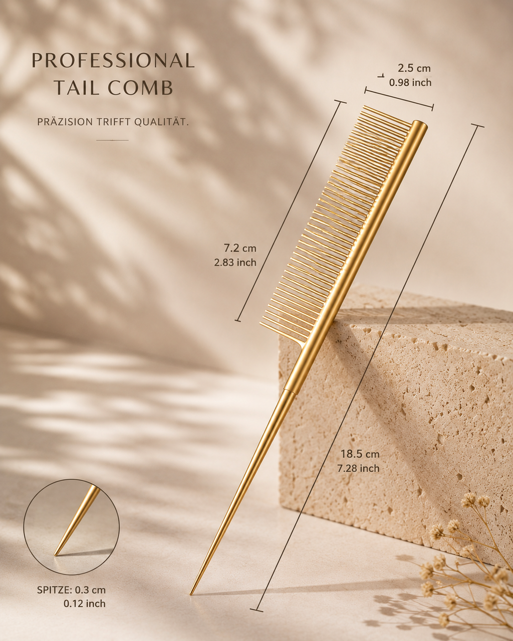 REX TEND Professional Full-Metal Tail Comb